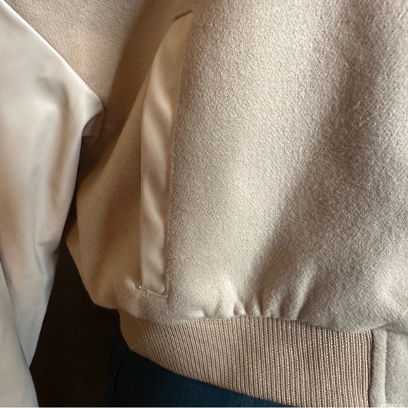 🆕 PRETTYLITTLETHING Tan and Cream Bomber Jacket - Picture 5 of 11